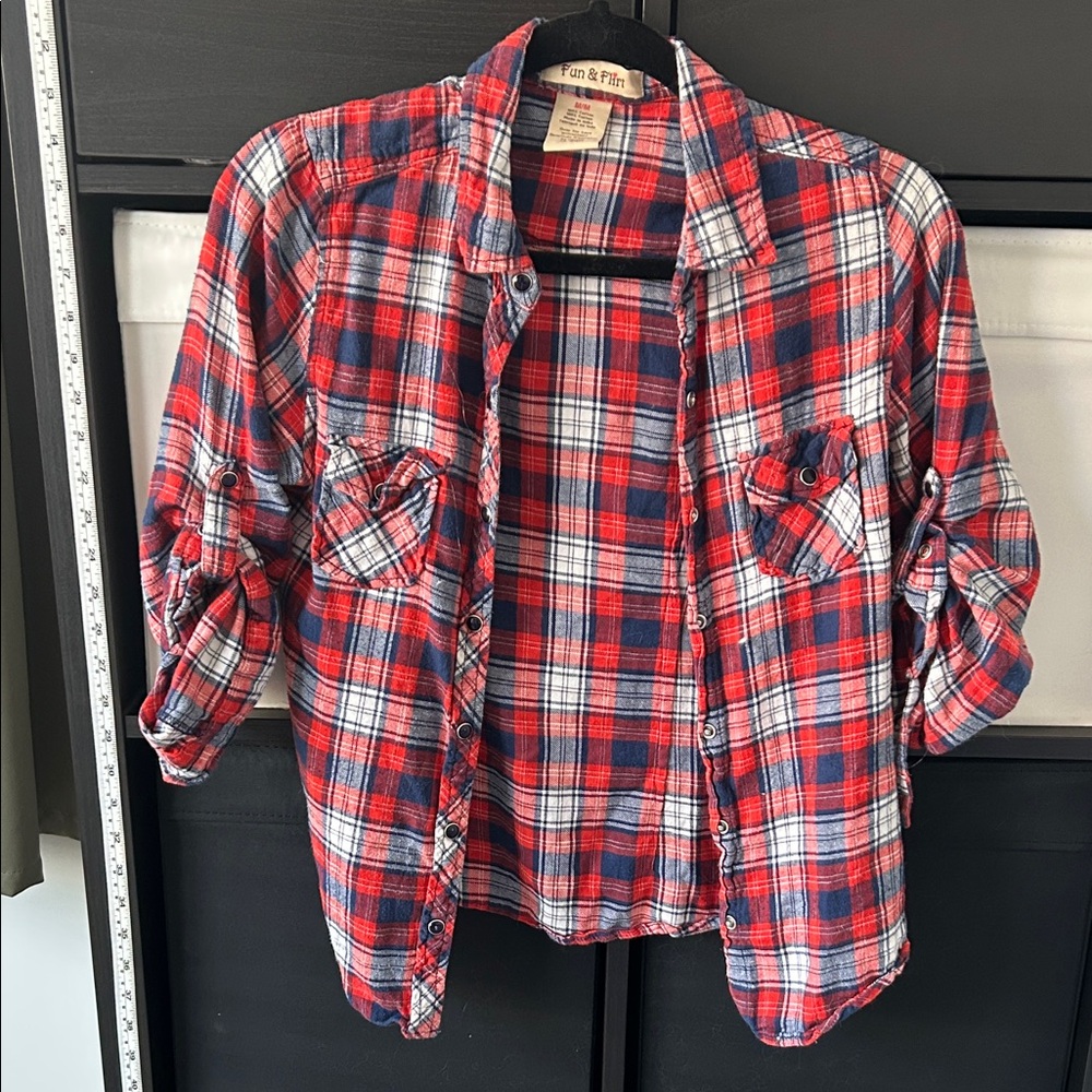 Fun & Flirt Red and Blue Plaid Shirt